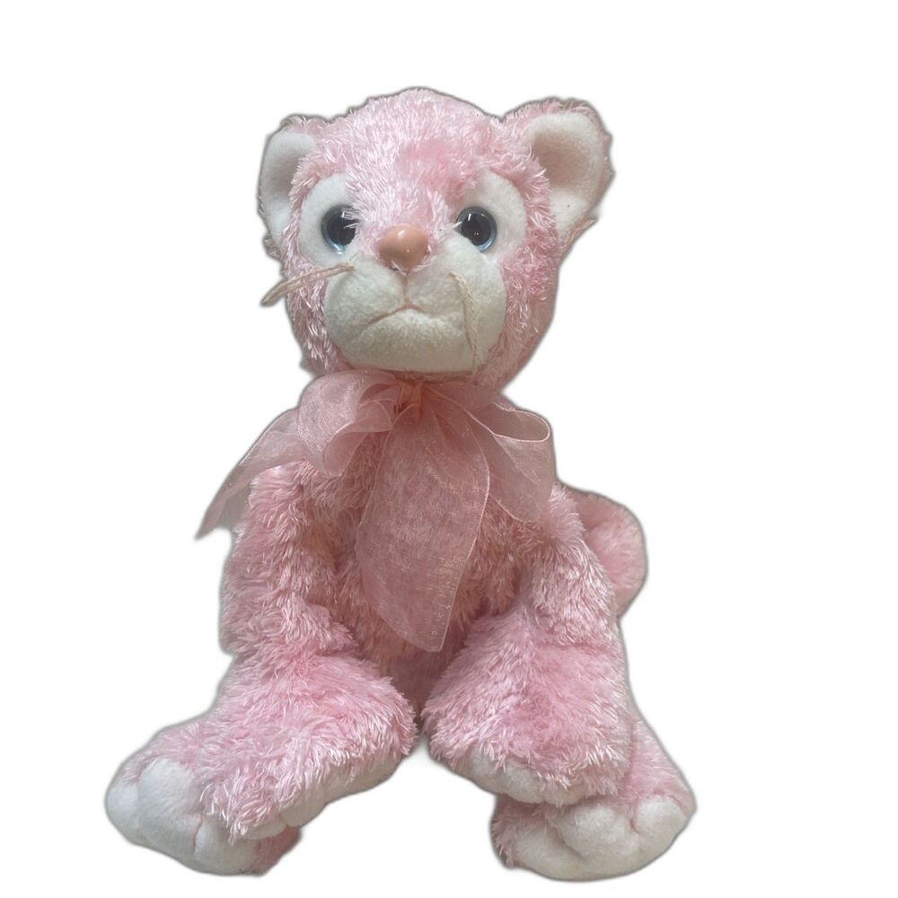 Ty Beanie Buddies Carnation Pink Cat Kitten 2004 Plush Stuffed Animal 10 inch